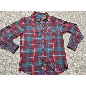 MARMOT Men's Anderson Lightweight Plaid Flannel UV Burgandy Teal Red‎ Medium **